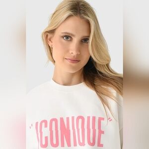 CLARE V. Iconique Oversized Sweatshirt, Oyster White And Peony, Various Sizes